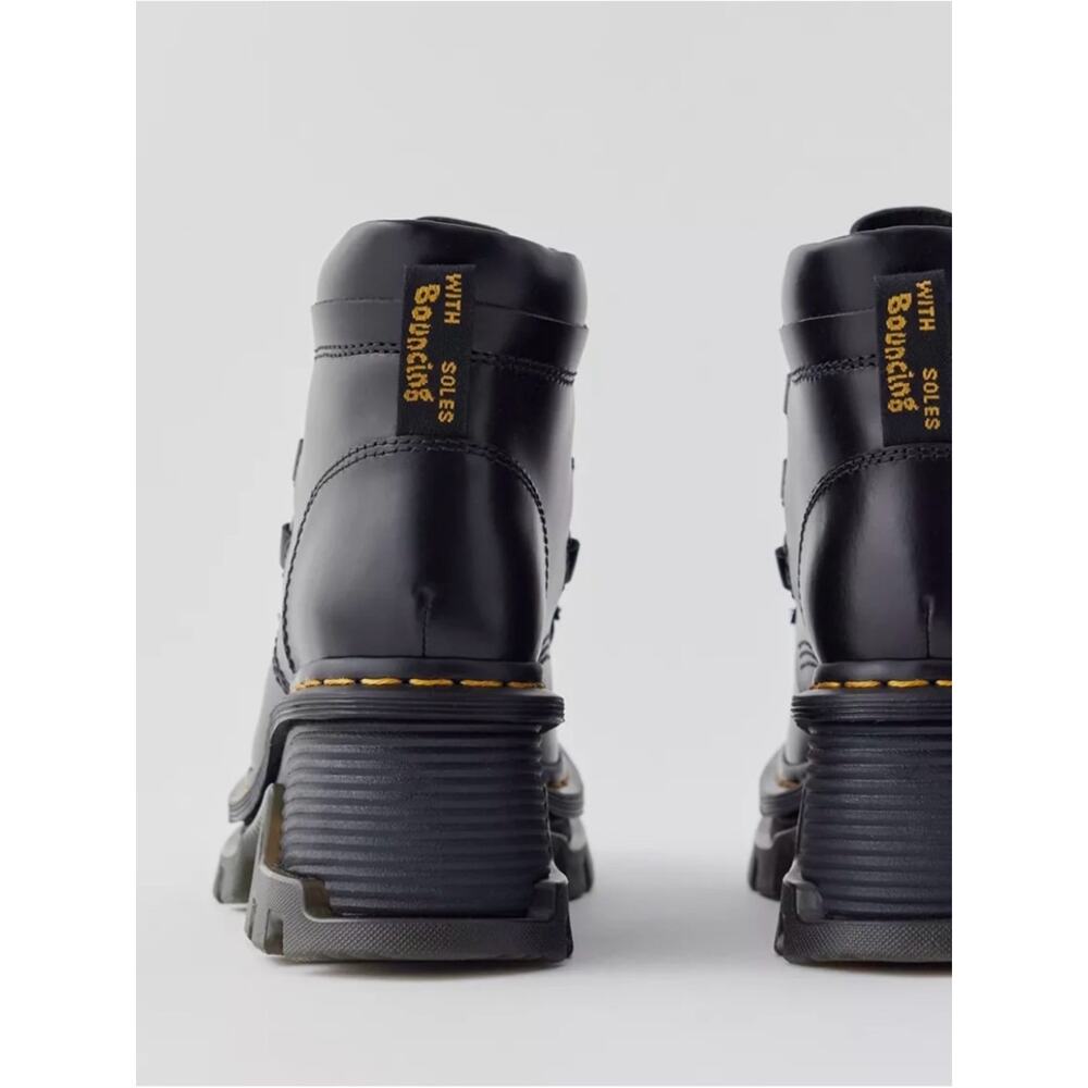 NEW Dr. Martens CORRAN 3 EYE HEELED Black Lace-Up Chunky Platform Boots SZ 9 - Picture 4 of 16
